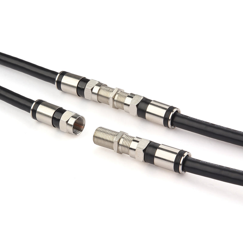 GTOTd Coaxial Cable (4 Feet) with RG6 Coax Cable Connector (and F-Type Cable Extension Adapter) Black Coax Satellite TV 75 Ohm Cable 4FT