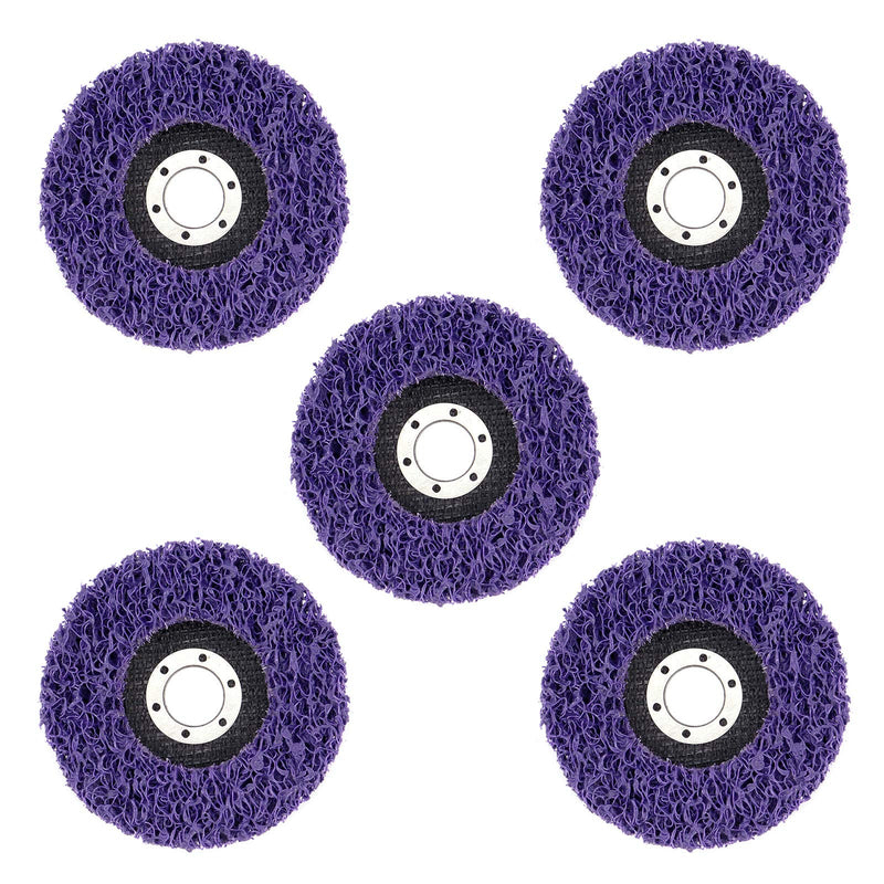 DingGreat 5pcs 115mm Cleaning Disc Coarse Cleaning Disc, Poly Strip Rim Paint Rust Removal Disc for Angle Grinder, for Rust/Paint/Chipping Materials Removing Purple