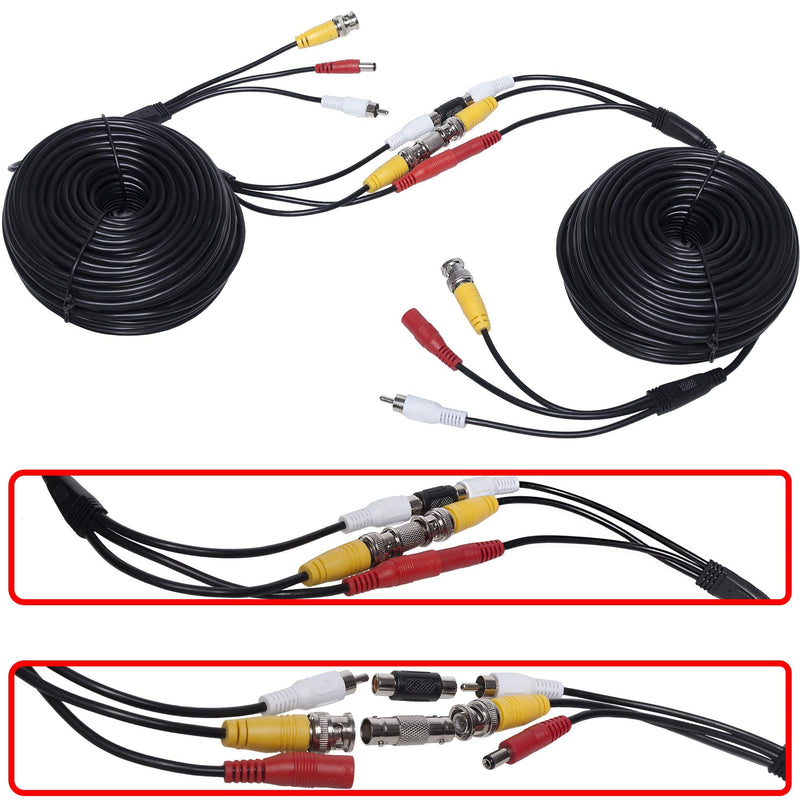 100ft HD Audio Video Security Camera BNC Power Cable Сopper - Gift BNC - Pre-Made All-in-One Extension Wire CCTV Cord with BNC RCA Connectors 30 m 3-in-1(100 Ft)