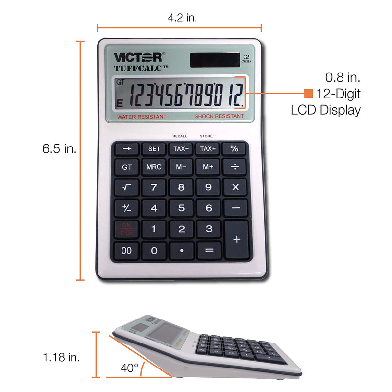 Victor 99901 TuffCalc Calculator, White, 1.8" x 4.6" x 6.5" 1.8" x 4.6" x 6.5"