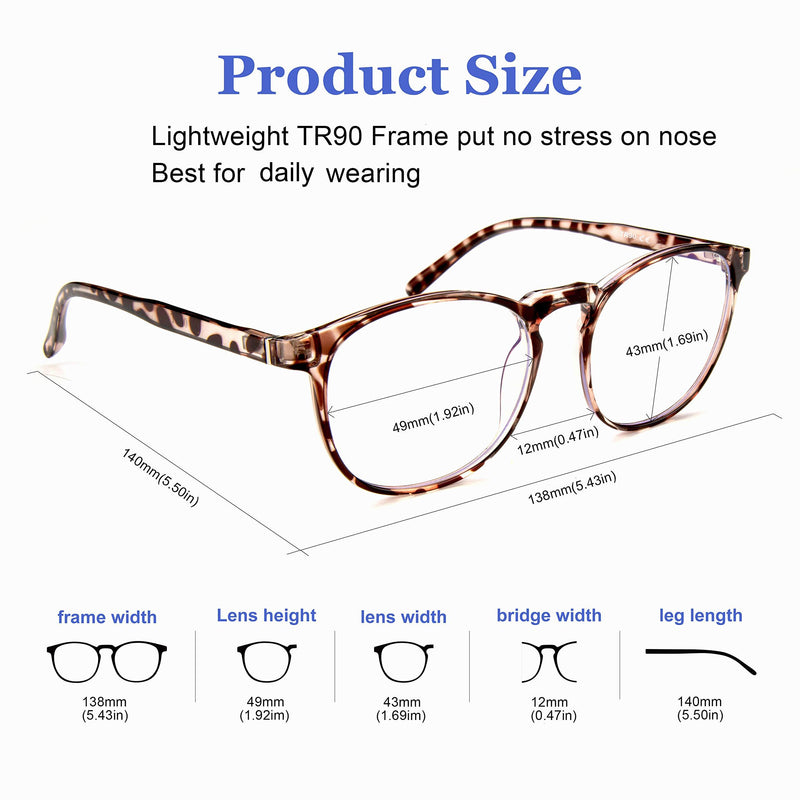 FEIYOLD Blue Light Blocking Glasses Women/Men,Retro Round Anti Eyestrain Computer Gaming Glasses(Leopard+Crystal) Leopard+crystal