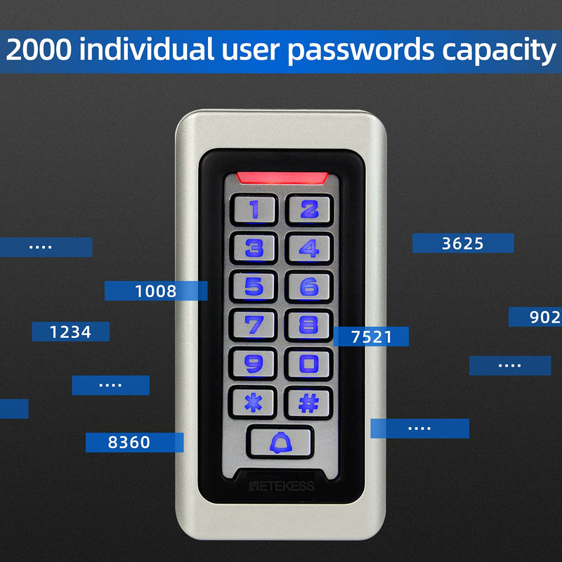 Retekess T-AC03 Security Access Control Keypad,RFID Keypad,Door Access Control,Stand-Alone Keypad,2000 Users,Wiegand 26-bit,Support Proximity RFID Card