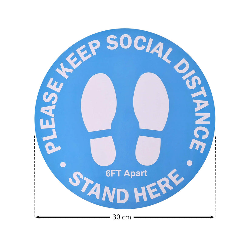 Social Distancing Floor Decals,10 Pack Safety Distance Sign Marker, Keep 6 Feet Apart, Round 12" inches Large, Anti-Slip and Waterproof