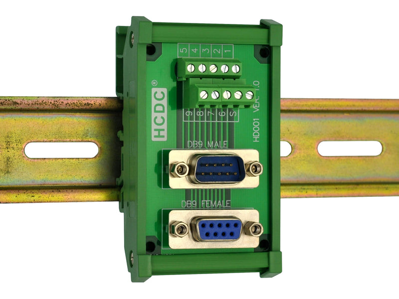 DIN Rail Mount D-SUB Male-Female Interface Module Terminal Block Breakout Board (DB9) DB9