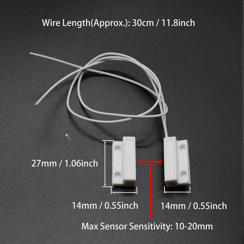 VictorsHome Magnetic Reed Switch NO Surface Mount Wired Door Window Contact Sensor with Adhesive Paper for Home Security and Burglar Alarm Systems MC-38 5pcs 5