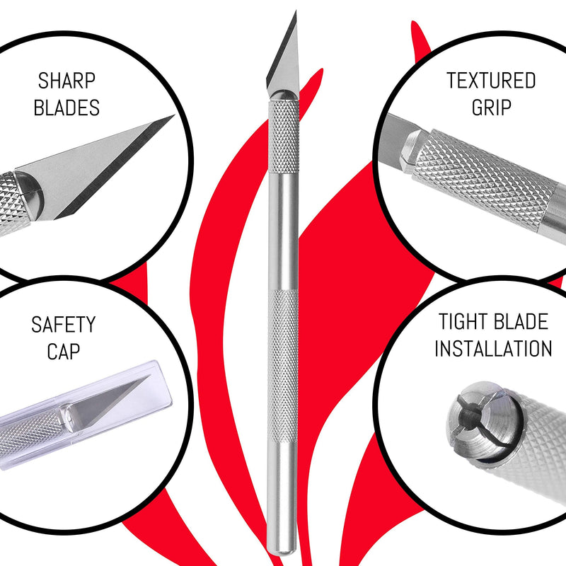 WA Portman Premium Hobby Knife Set & 100 Craft Knife Blades - 12 pc Precision Knife Set & 100 Precision Knife Blades - #11 Art Knife Blades - Craft Knife Set & 100 Craft Blades - Art Knives & Blades