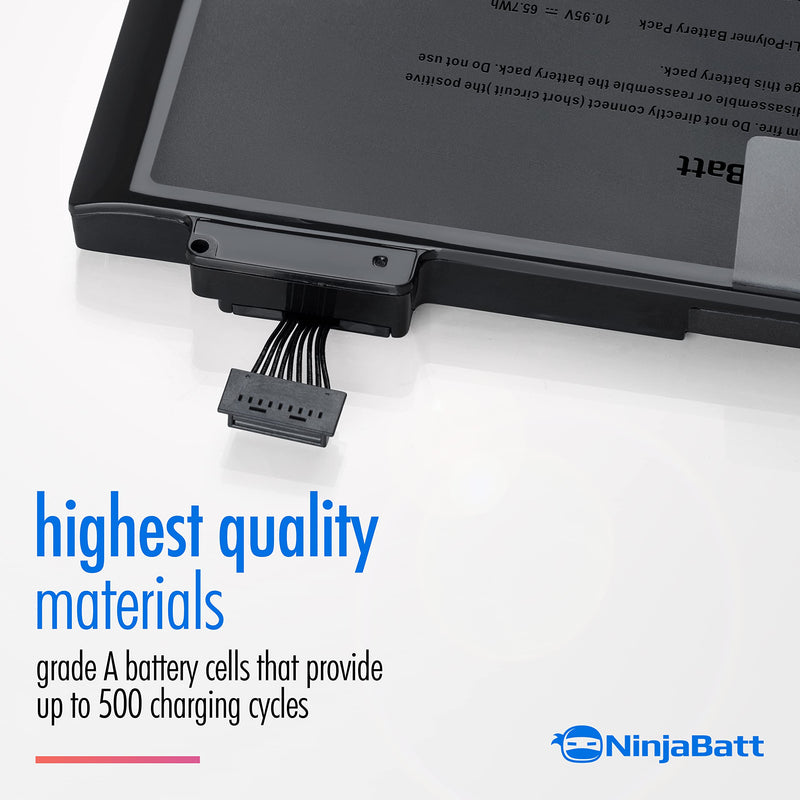 NinjaBatt Battery A1278 A1322 for Apple MacBook Pro 13" [2009 2010 2011 2012 Years] - High Performance [65.7Wh/10.95v]