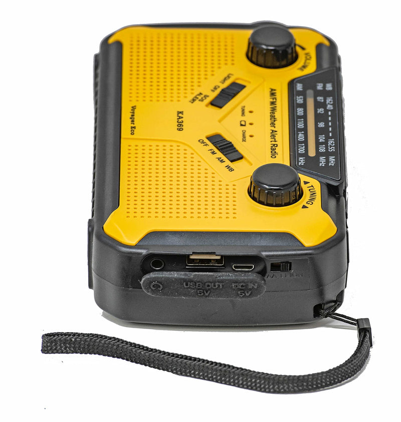 Kaito Voyager ECO Emergency Radio KA369 AM/FM NOAA Weather Alert 5-Way Powered Solar Crank Radio Receiver with LED Flashlight and USB Mobile Phone Charger
