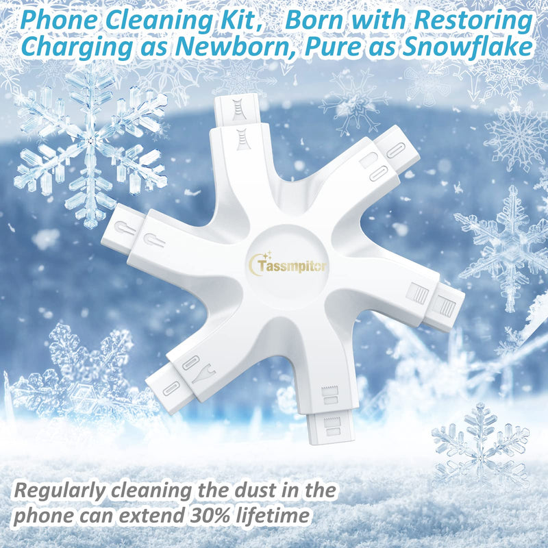 iPhone Cleaning Kit Port Cleaner - Repair & Restore Tool for iPad Pro Watch Cell Phone Charging Port, Lightning Charger Cables Speaker Airpod Cleaning Putty Dust for All Devices - Snowflake Multitool Snow White