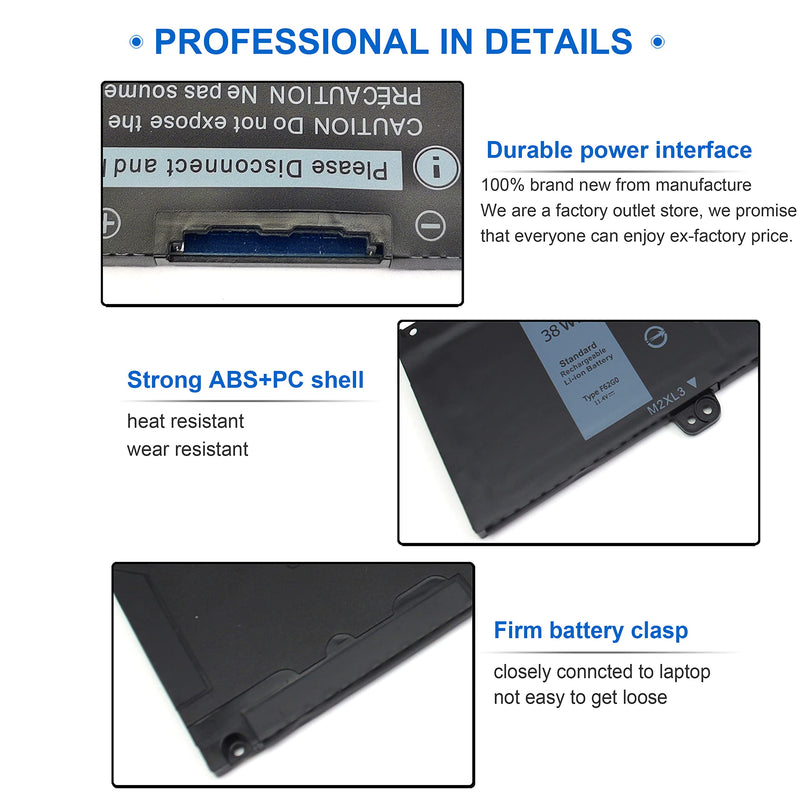 38Wh F62G0 Battery for dell inspiron 13 7000 7373 7386 7370 39DY5 2 in 1 7380 5370 P83G P83G001 P91G P87G P91G001 P83G002 P87G001 Vostro 5370 F62GO RPJC3 39DY5 039DY5 0RPJC3 0F62G0 CHA01 11.4V 3-Cell