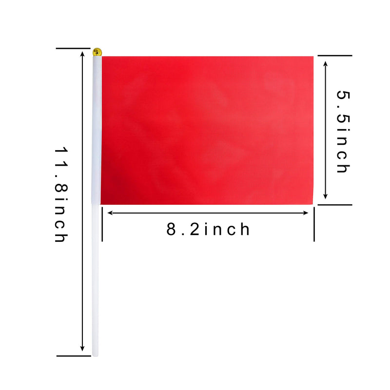Consummate 25 Pack Solid Red Flag Small Mini Plain Red DIY Flags On Stick,Party Decorations for Parades,Grand Opening,Kids Birthday,Party Events Celebration