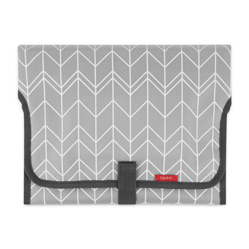 Portable Changing Pad for Baby|Travel Baby Changing Pads for Moms, Dads|Waterproof Portable Changing Mat with Built-in Pillow|Excellent Baby Shower/Registry Gifts Lt Grey with Print