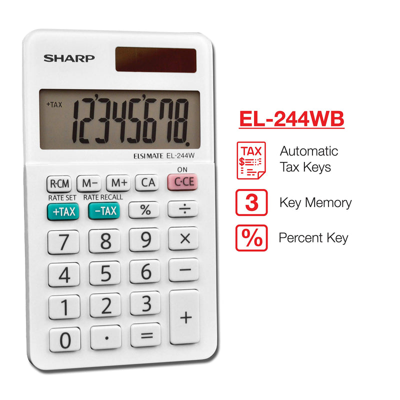 Sharp EL-244WB Business Calculator, White 2.125, 2.38 x 4.06 x 0.31 inches