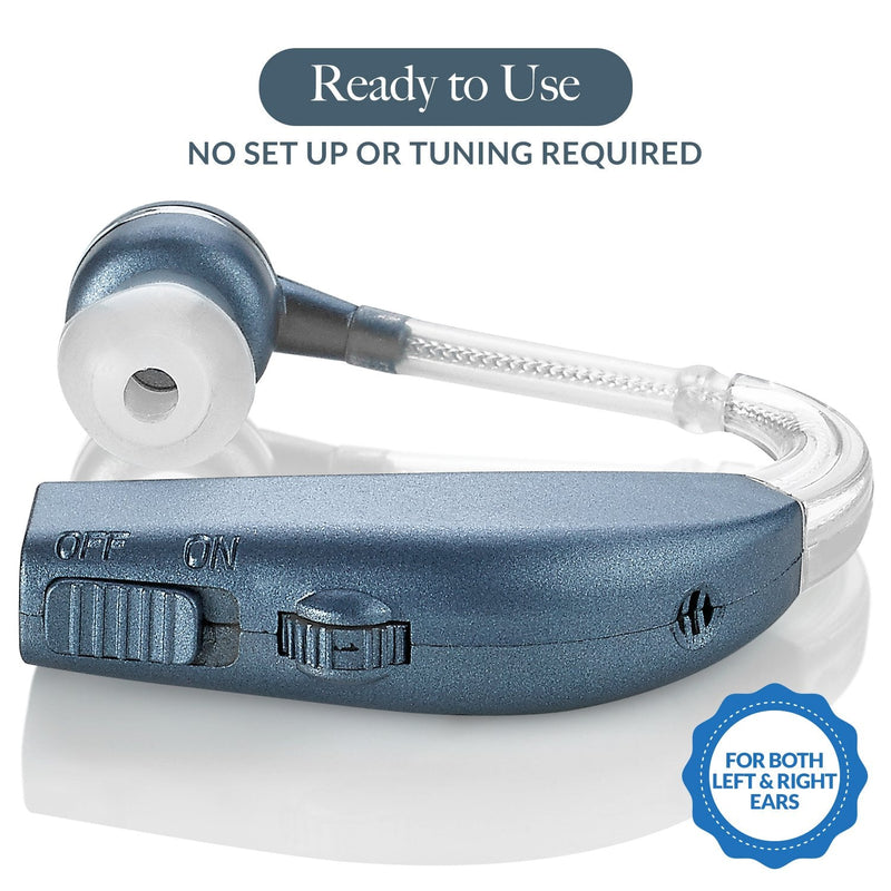 Digital Hearing Amplifier - (Pair of 2) Personal Hearing Enhancement Sound Amplifier, Rechargeable Digital Hearing Amplifier with All-Day Battery Life, Modern Blue