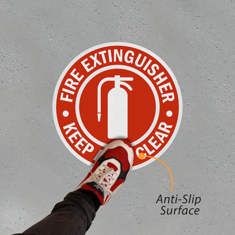 SmartSign “Fire Extinguisher - Keep Area Clear” Anti Slip Adhesive Reflective Floor Sign | 17" x 17" Reflective - F8J7