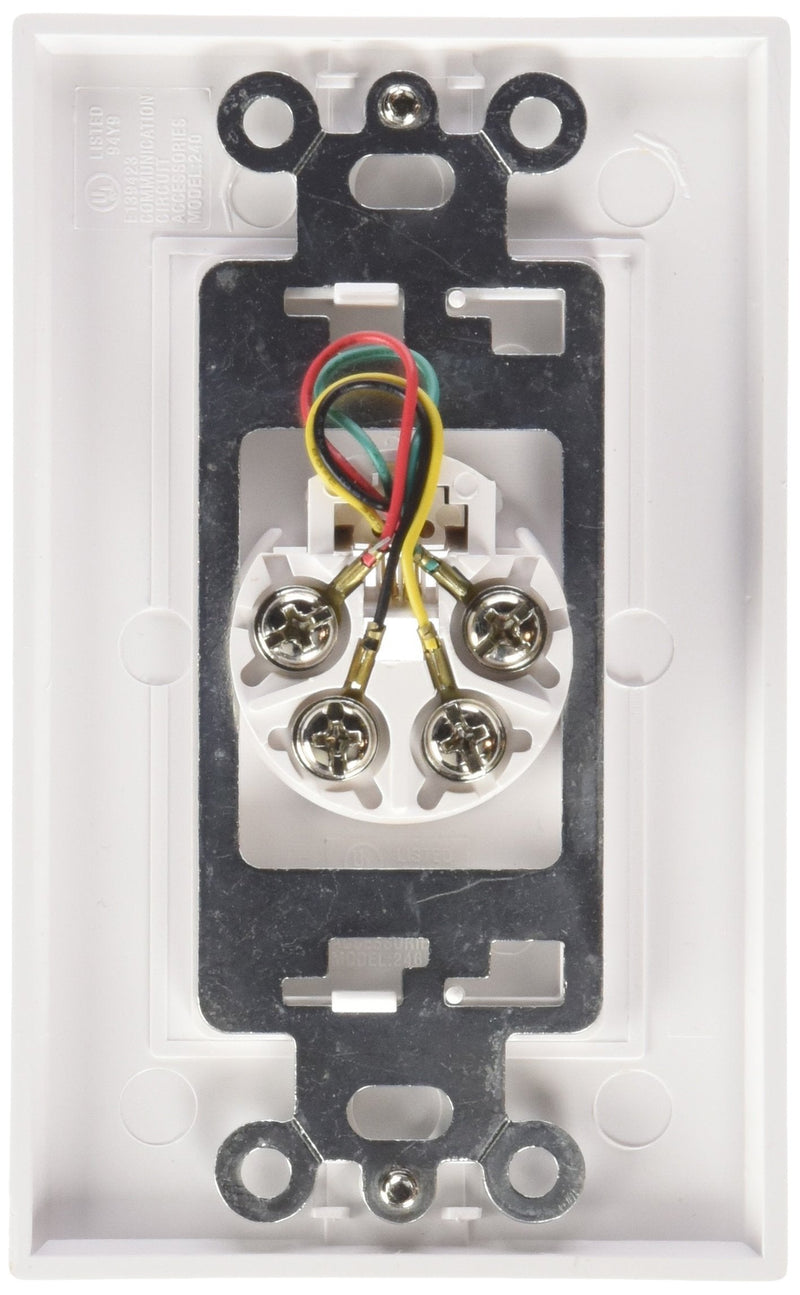 Morris 80161 Decorative Single RJ11 4 Conductor Phone Jack Wall Plate, 2 Piece, White