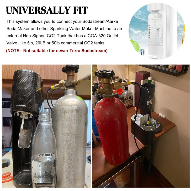 GURUDAR CO2 Cartridges CO2 Tank Direct Adapter with 60Inch High Pressure Hose, CGA320 CO2 Cylinder to Sparkling Water Maker Soda Maker direct Connector for SodaStream Drinkmate Aarke Black