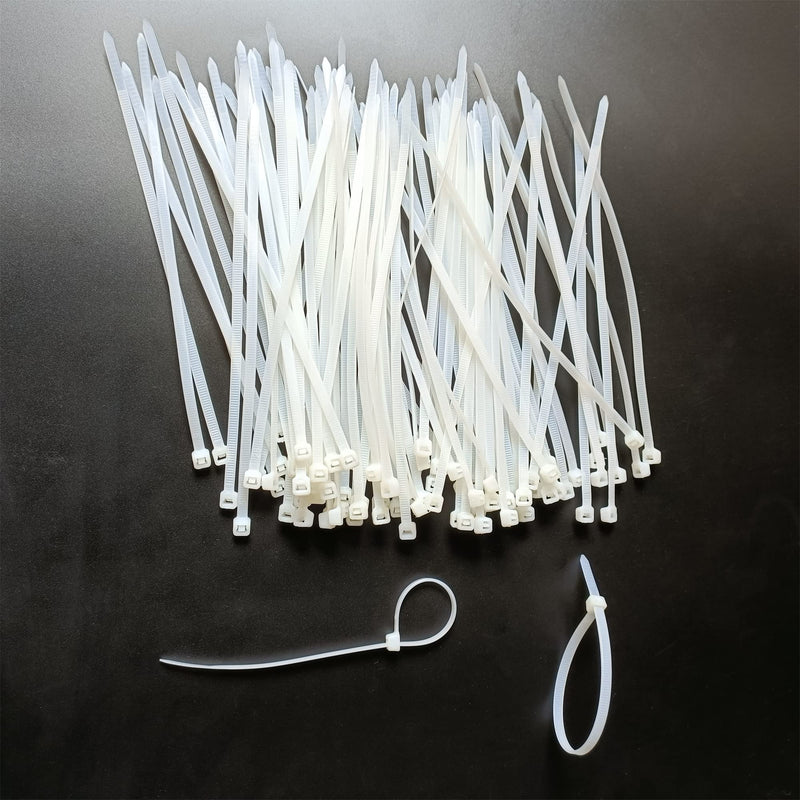 100pcs 8 inch Cable Zip Ties Heavy Duty, Premium Plastic Wire Ties with 50 LBS Tensile Strength, Self-Locking White Nylon Cable Tie Wraps Straps for Indoor and Outdoor 100 pcs 5 x 200 mm