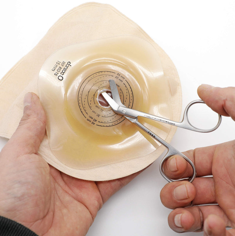REMOS stoma scissors made of stainless steel for cutting the stoma supply. For right-handed people
