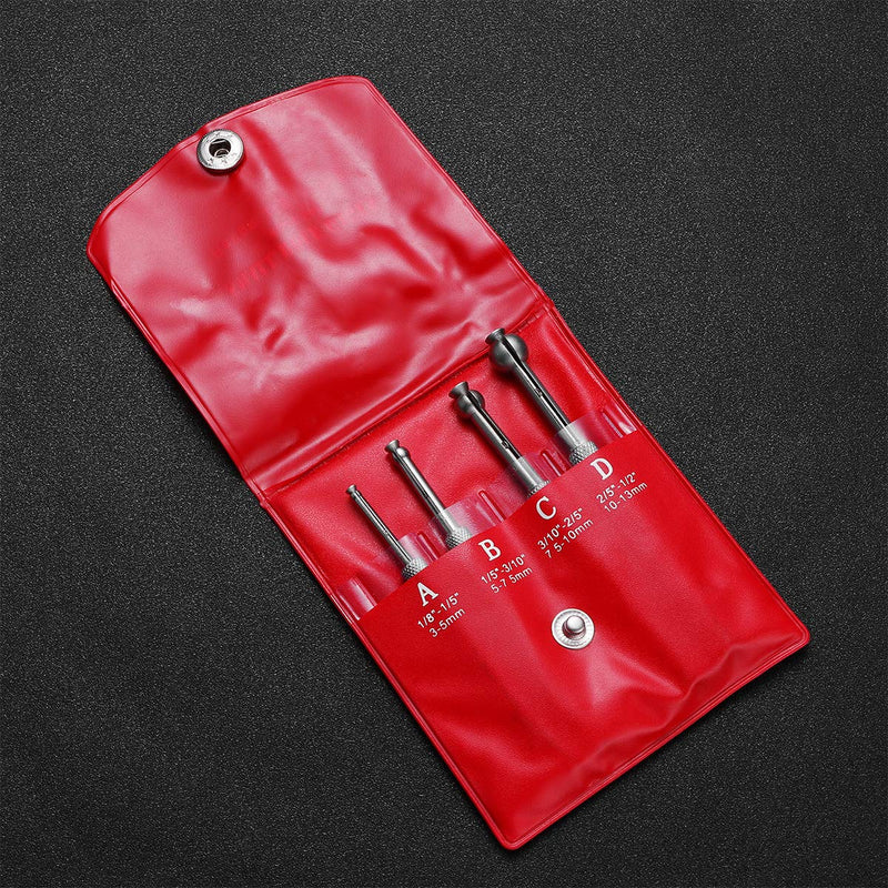 UKCOCO 4pcs Small Hole Gauge Set Telescoping Full Round Spherical Shaped Hardened Bore Gauge