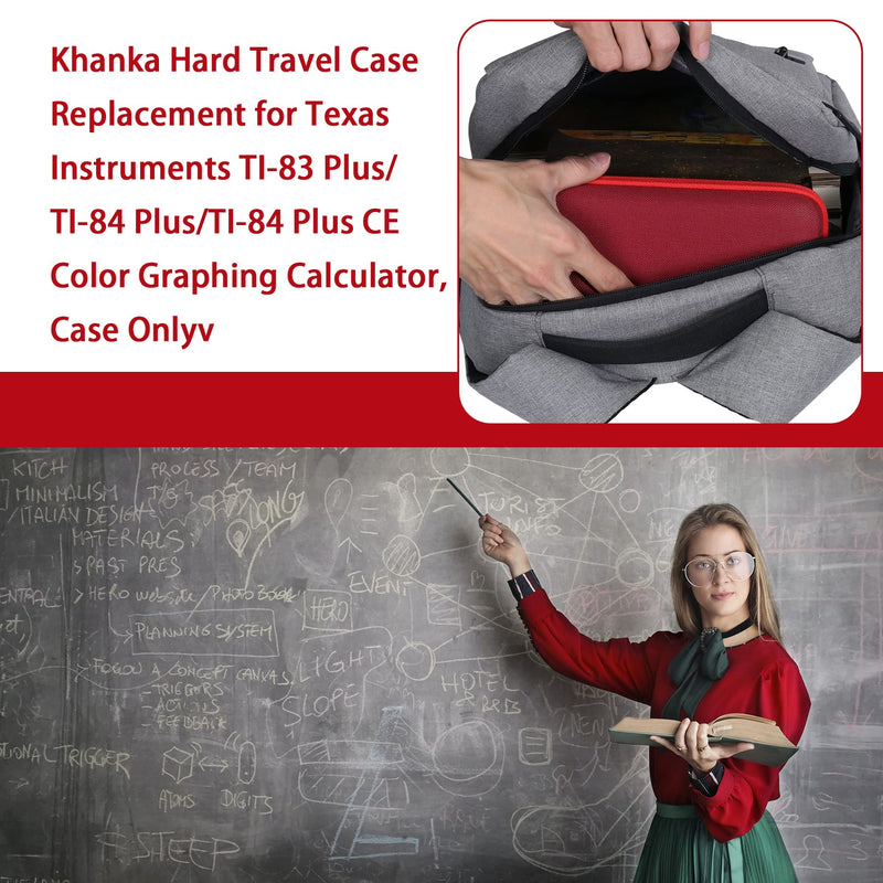Khanka Hard Travel Case Replacement for Texas Instruments TI-83 Plus/TI-84 Plus/TI-84 Plus CE Color Graphing Calculator, Case Only (Radical Red)