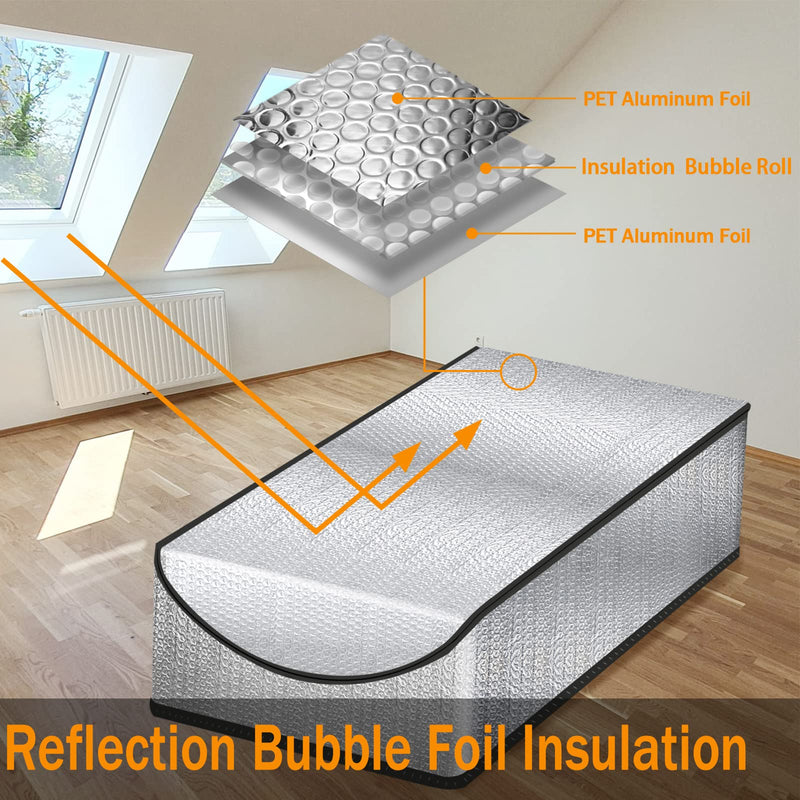 Eapele Attic Stairs Insulation Cover Tent 25”x54”x11” for Pull Down Stairs, Double Bubble Reflective Radiant Barrier Reflects 95% of Radiant Heat