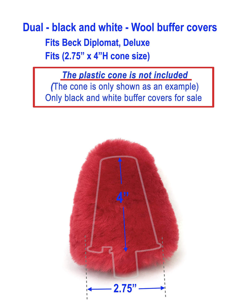 Large Dual 100% Lamb Wool Buffer Covers Fit 2.75”Dia x 4”High - Beck Diplomat, Deluxe Shoe Polishers For Beck Diplomat, Deluxe