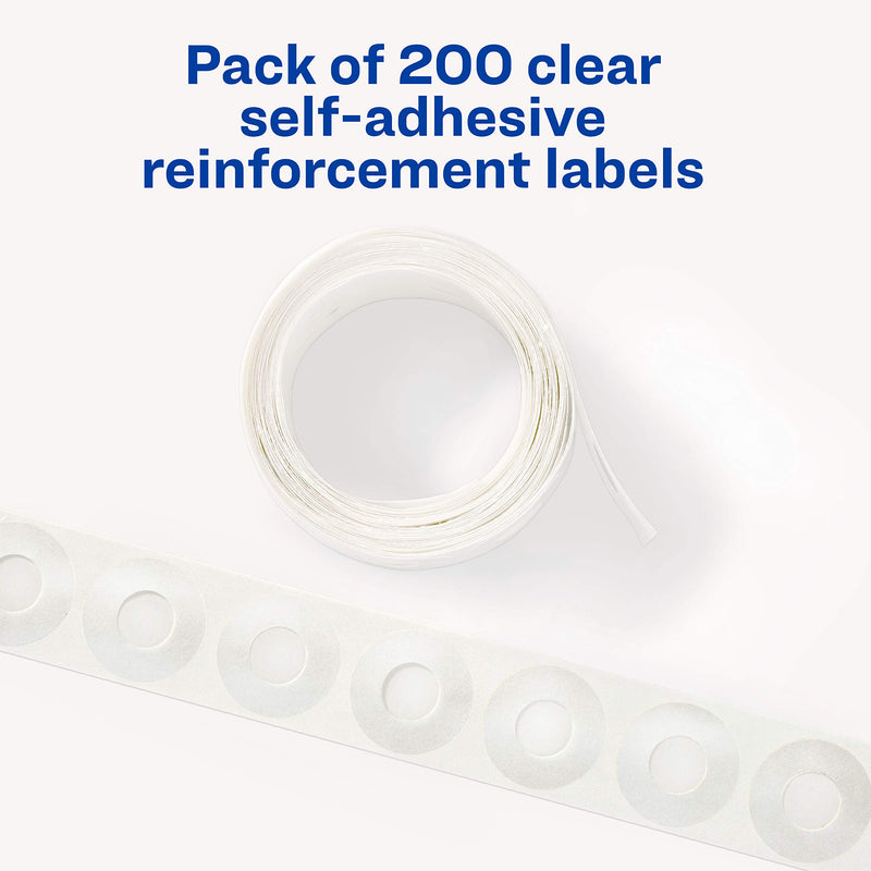 AVERY Clear Self-Adhesive Reinforcement Labels, Round, Pack of 200 (5721) 200 to 249
