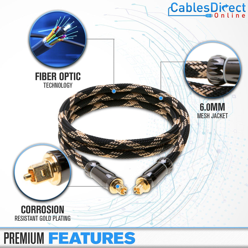 Cables Direct Online 12FT Toslink Digital Optical Fiber Audio Cable (Male to Male), S/PDIF