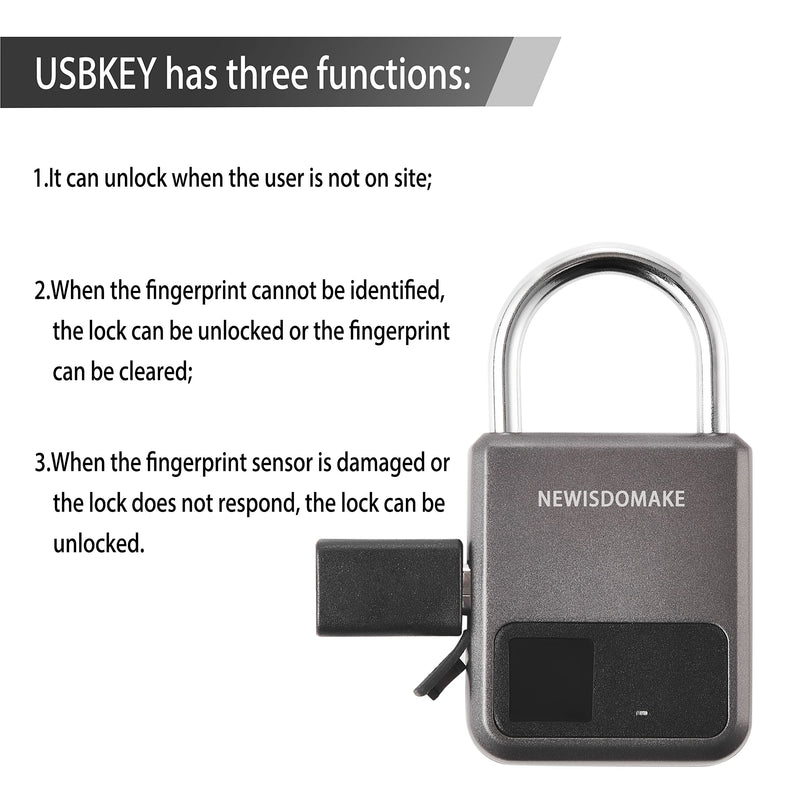 Fingerprint Padlock, Smart Padlock with USB Charging Support, Fingerprint Lock, Biometric Lock Suitable for Luggage, Bookcase, Suitcase, Backpack, Bike, School Locker, Gym Locker Lock(Gray) Gray