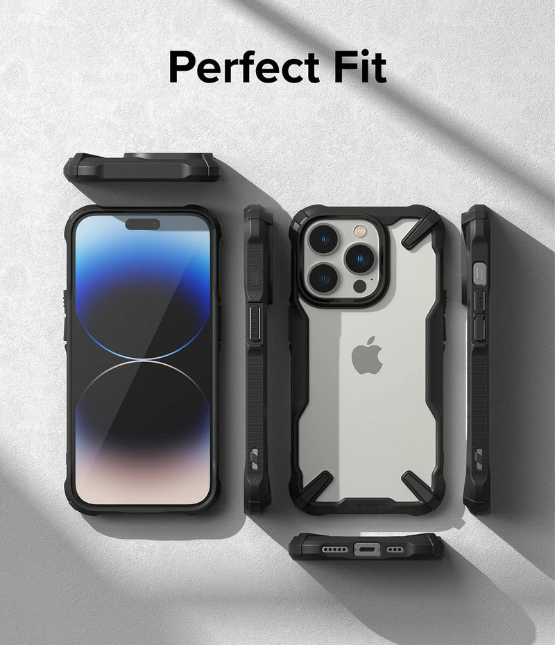 Ringke Fusion-X [Anti-Scratch Dual Coating] Compatible with iPhone 14 Pro Max Case 6.7 Inches, Augmented Bumper Clear Hard Back Heavy Duty Shockproof Advanced Protective Cover - Black