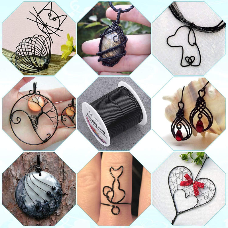 20 Gauge Jewelry Wire, Anezus Craft Wire Tarnish Resistant Copper Beading Wire for Jewelry Making Supplies and Crafting (Black) Black