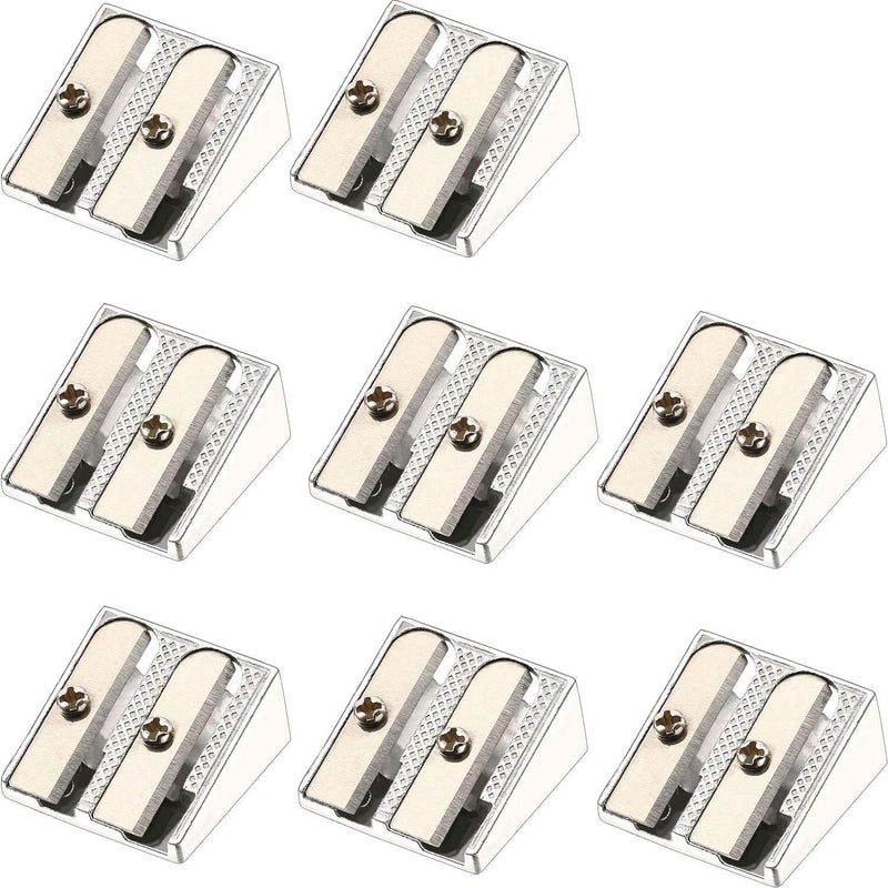 36 Pack Metal Pencil Sharpeners Silver Double Hole Aluminum Alloy Manual Pencil Sharpeners for Most Size Pencils Mini Handheld Sharpener