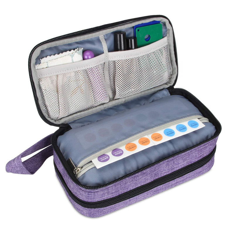 Luxja Essential Oil Carrying Case - Holds 12 Bottles (5ml-15ml, Also Fits for Roller Bottles), Portable Double-Layer Organizer for Essential Oil and Accessories, Purple