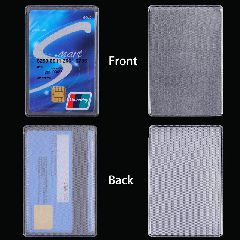 Blulu 100 Pieces Plastic ID Credit Card Holder Vertical Business Card Sleeves Frosted ID Protector