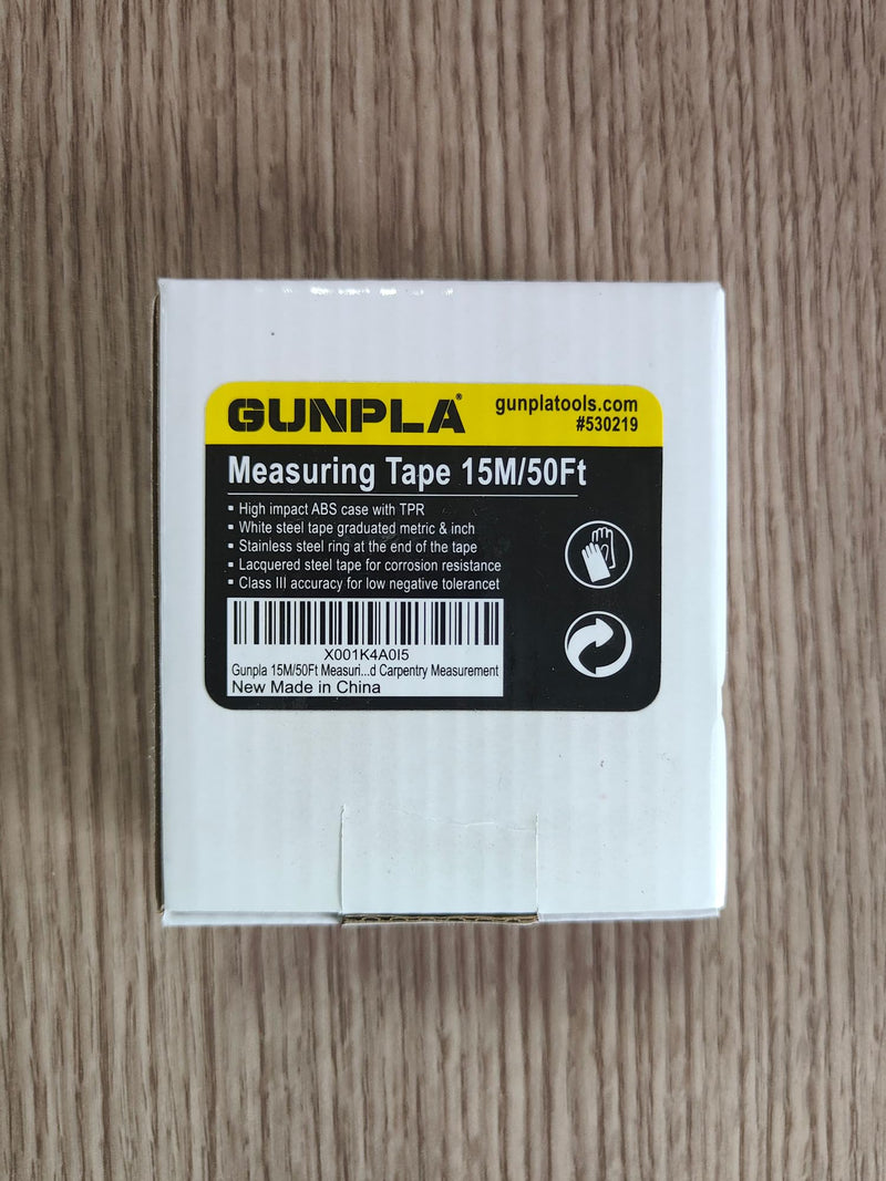 Gunpla Tape Measure Tylon 15M/50Ft, Metric, ABS Plastic Housing, Extra Strong Curved Steel Tape Measure, Tape Measure with Stop Button and Locking Function