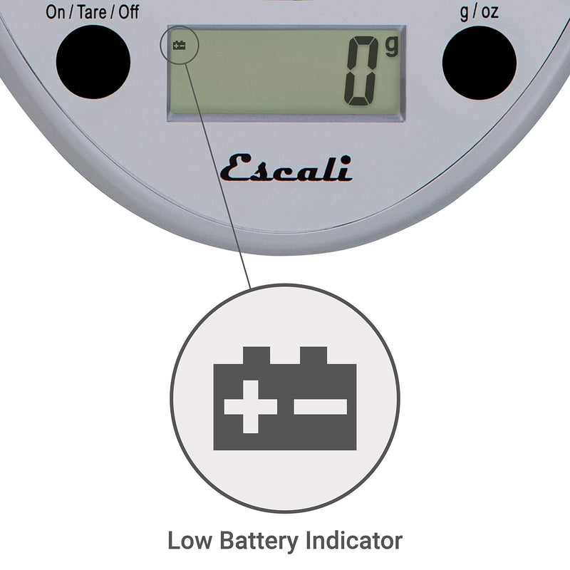 Escali Primo P115C Precision Kitchen Food Scale for Baking and Cooking, Lightweight and Durable Design, LCD Digital Display, 8" x 6" x 1.25", Chrome