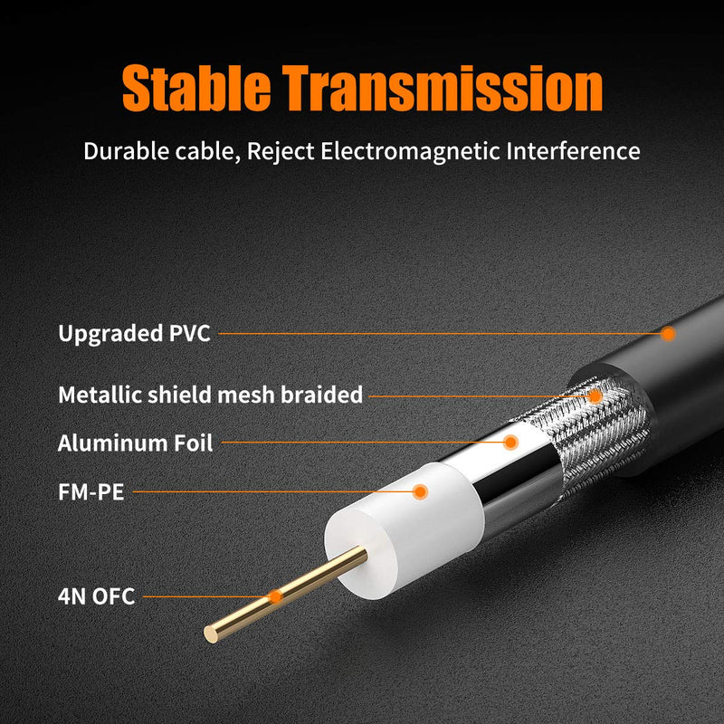 SDI Cable 25ft, BIFALE 3G HD-SDI Cable, Heavy Duty BNC to BNC Cable 75 Ohm, 1080P for Video Security Camera CCTV Systems Video Coaxial Cable 25Feet
