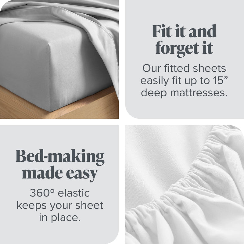 Bare Home Fitted Bottom Sheet Twin - Premium 1800 Ultra-Soft Microfiber - Deep Pocket (Twin, Dark Blue)