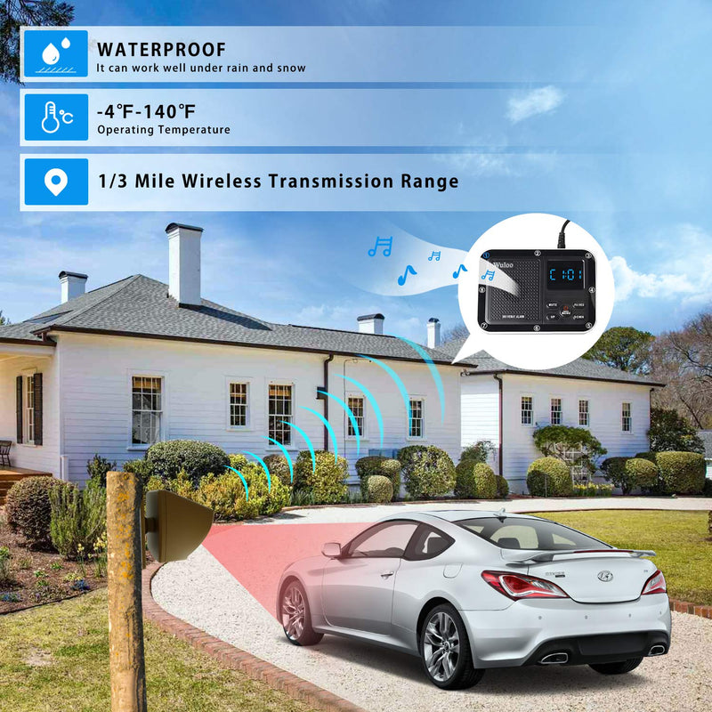 Solar Wireless Driveway Sensor with 1/3 Mile Range 2000mAh Rechargeable Battery, Motion Sensor Alarm Outdoor Detector for Expanding Wuloo Driveway Alarm (Only Sensor, CAN NOT Work Without Receiver) Sensor-Brown