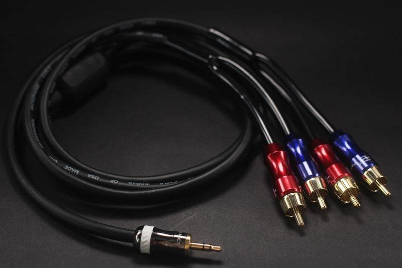 KK-A3.5to4 HiFi Cable Professional Cable, 3.5mm Male to 4-Male RCA Audio Adapter Cable, Stereo Audio Splitter Cable, Gold Plated Plug, 4n OFC Pure Copper Wire - 3.28ft (1M) KK-A3.5to4