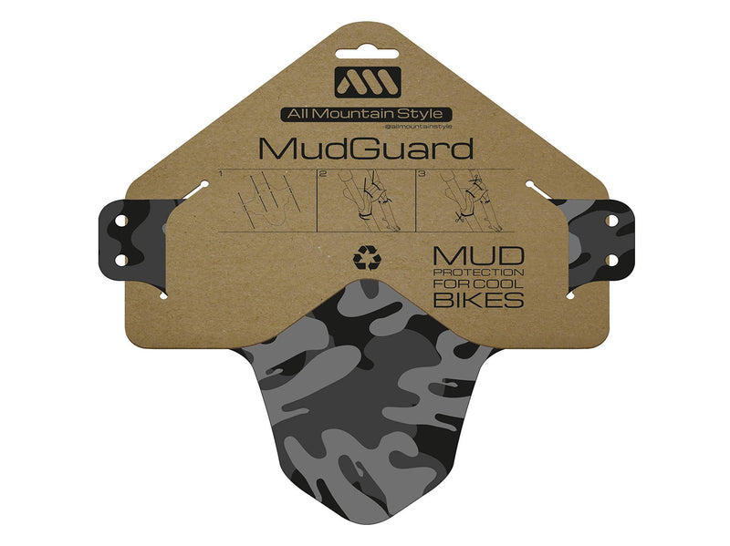All Mountain Style AMS Front Mudguard â€“ Fits 26â€™â€™,27.5â€™â€™,29â€™â€™, Plus Size Camo/Black