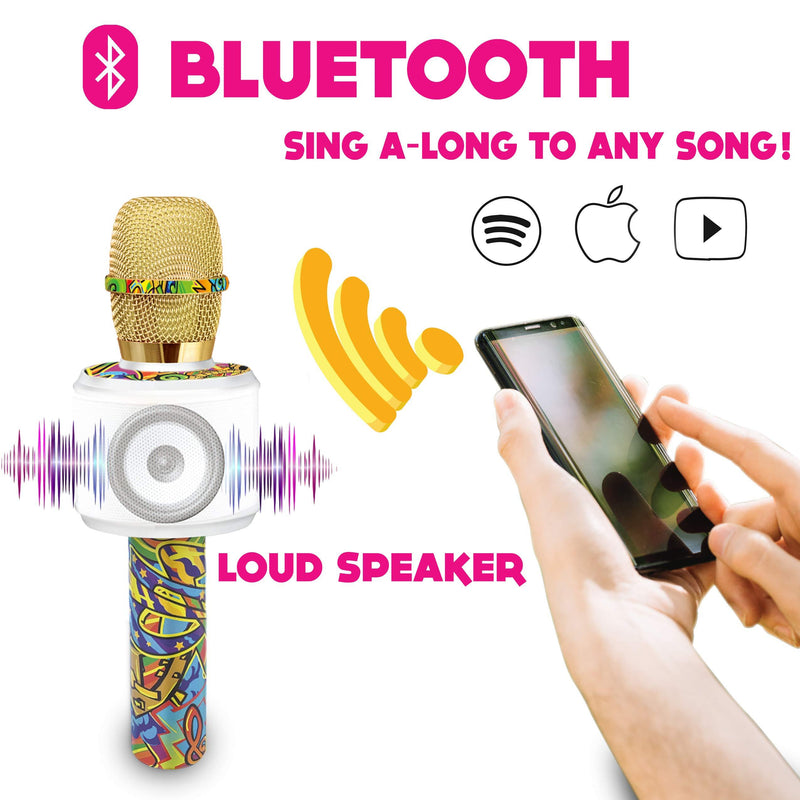 Move2Play Bluetooth Karaoke Microphone Perfect Birthday Gifts for Kids, Toy for 4 5 6 7 8 year old Girls and Boys Graffiti