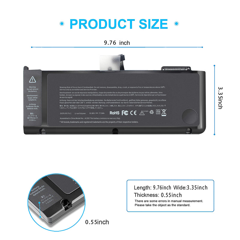 A1382 A1286 Battery for MacBook Pro 15 inch (only for Early 2011 Late 2011 Mid 2012) MC721LL/A MC723LL/A MD035LL/A MD318LL/A MD322LL/A MD103LL/A MD104LL/A - 12 Months Warranty