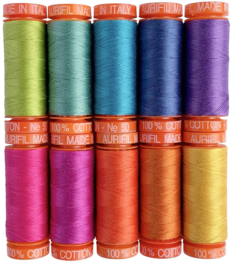 Aurifil Tula Pink Dragon's Breath Thread Set 10 Small spools 50wt Cotton Thread,Assorted,TP50DB10