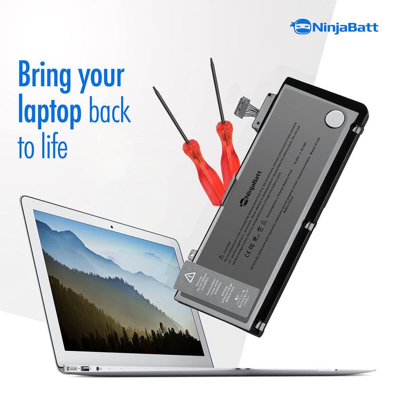 NinjaBatt Battery A1278 A1322 for Apple MacBook Pro 13" [2009 2010 2011 2012 Years] - High Performance [65.7Wh/10.95v]