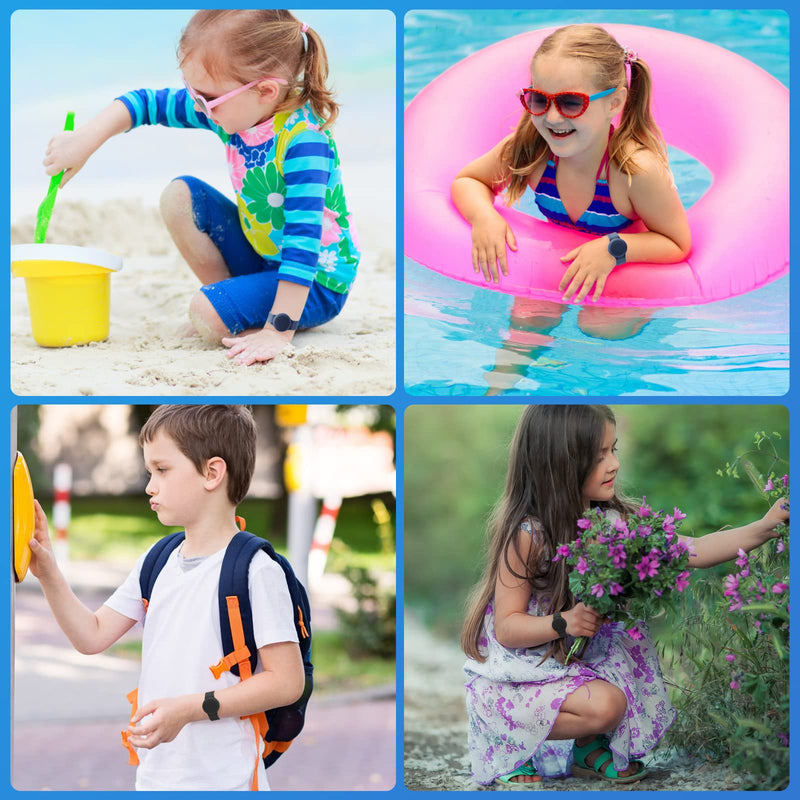Waterproof Air Tag Bracelet for Kids(2 Pack), Soft Silicone Air Tag Hidden Wristband Kids, Lightweight GPS Tracker Compatible with Apple AirTag Watch Band for Child (Black & Navy Blue) Black & Navy Blue