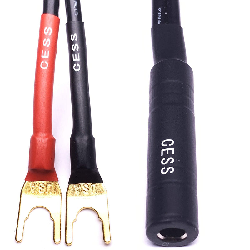 CESS-002L Barrier Spade Fork to 1/4 Inch TS Speaker Cable Adapter (Large Spade) Large Spade