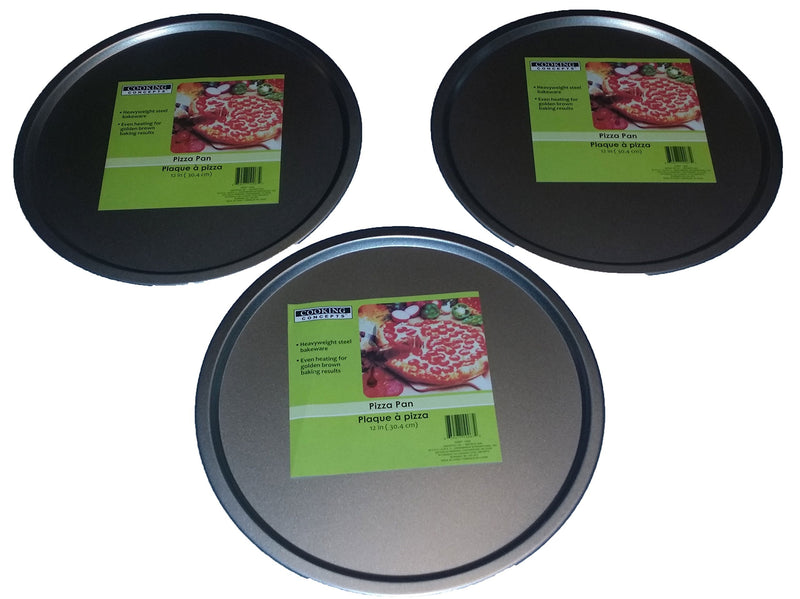 Italian Cooking Concepts THREE 12 inch Pizza Pans for baking Pizzas, cookies or Biscuits