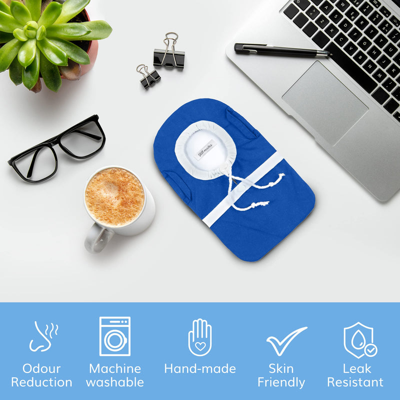 GBmates Ostomy Bag Covers -WaterResistant Ostomy Pouch Liner with Adjustable Opening, Belt Hoop, Buckle Closure - Colostomy Bag Cover in R blue - Washable Ostomy Pouch Covers - Durable Ostomy Supplies